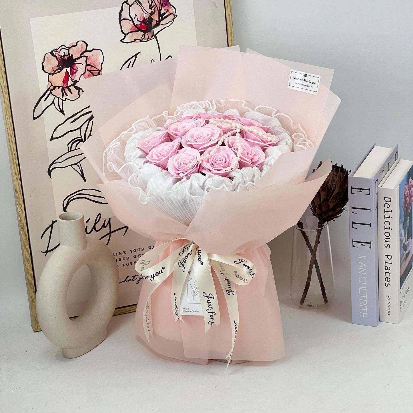 Mirage - Soap Flower Bouquet-Soap Flower-12 stalks-Pink-De Fairy Tales