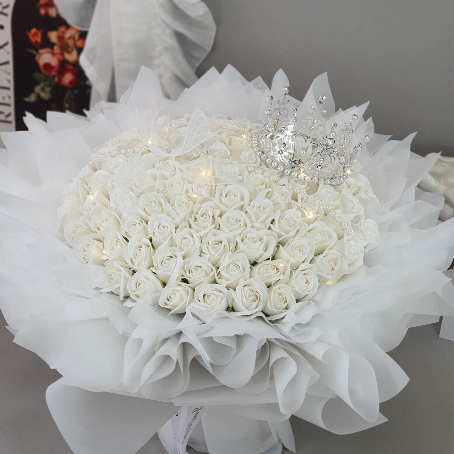 Whispering Willow - Soap Flower Bouquet-Soap Flower-33 stalks-White-De Fairy Tales