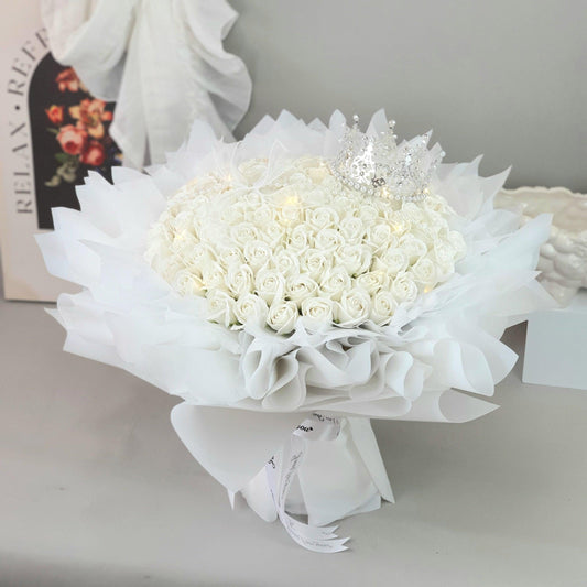 Whispering Willow - Soap Flower Bouquet-Soap Flower-33 stalks-White-De Fairy Tales